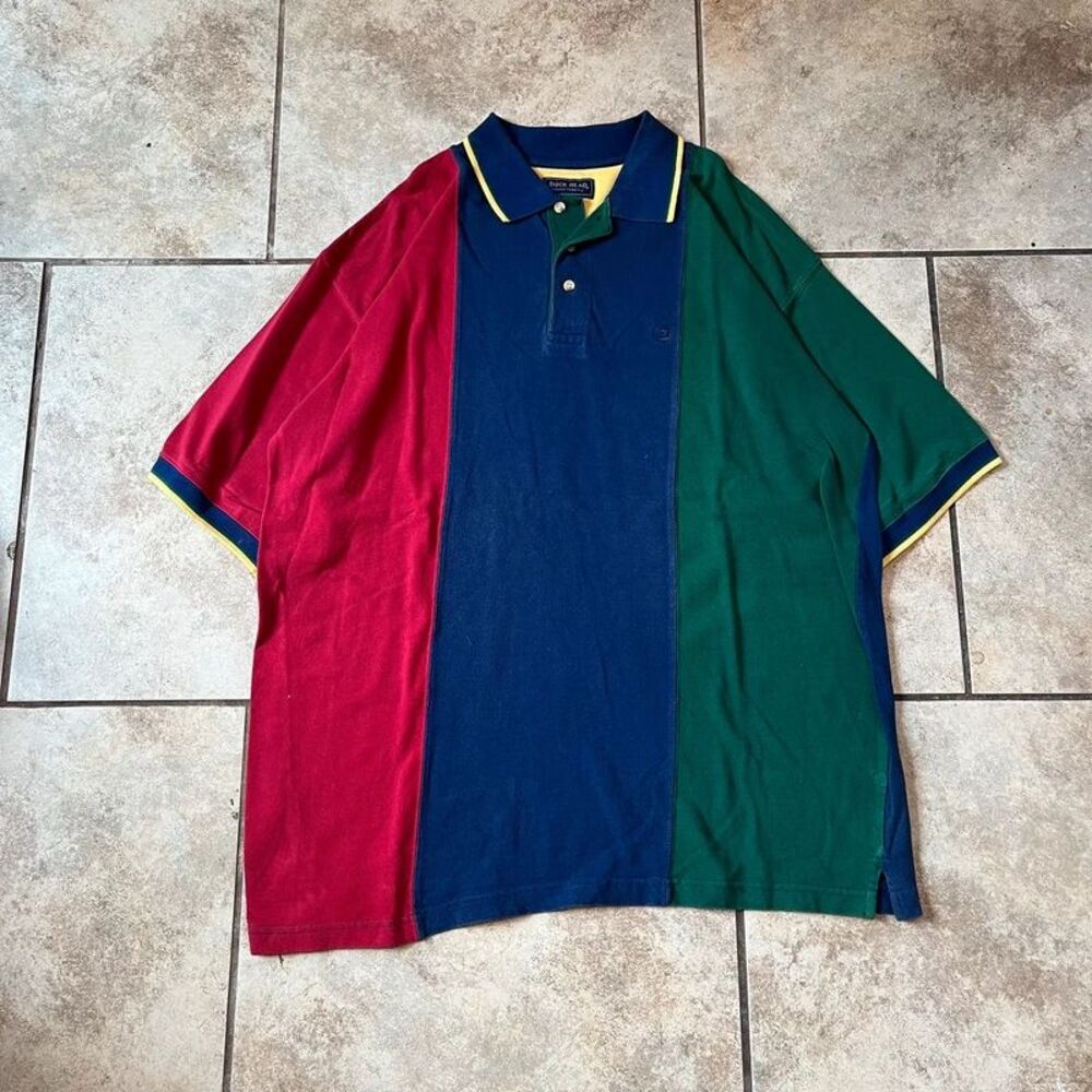 Vintage 90s Duck Head Colorblock Polo Shirt Red Navy Green Size XL